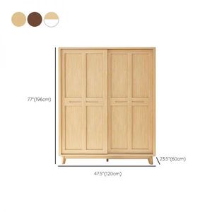 Modern Freestanding Clothes Cabinet Rubber Wood Sliding <strong>Wardrobe</strong> <strong>Closet</strong> with 2 Doors - Product Image 3