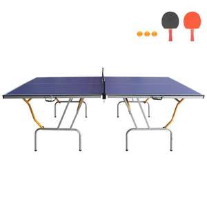 Table de ping-pong pliable portable de taille moyenne de 8 pieds avec roues de 100 mm et pieds de 50x50 mm pour usage intérieur, comprend 2 raquettes et 3 filets - Product Image 2
