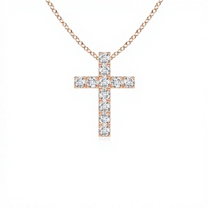 Collier pendentif croix en diamant de laboratoire de 0,39 ct, argent sterling 925 et or massif 14 carats, fournisseur en gros OEM ODM - Product Image 3