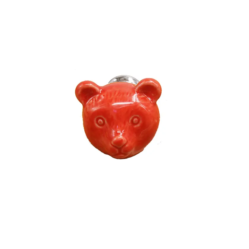 Animal Cartoon Children Room Bear Ceramic Cabinet Knobs Wardrobe Door Cabinet Handles for Kids