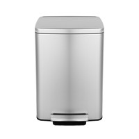 Poubelle à pédale en acier inoxydable de 50 L, poubelle rectangulaire de 13 gallons pour la cuisine, grande poubelle en fer pour le recyclage, le pressage des déchets, le stockage, la salle de bain, l'hôtel