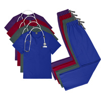 Ensemble de blouses médicales unisexes NIAAHINN, tissu extensible doux en polyester et élasthanne, col en V, multi-poches, uniforme d'infirmière et de médecin, OEM personnalisé