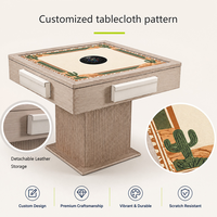 Table de Mahjong Automatique de Luxe Personnalisable avec Machine à Mélanger les Jetons Silencieuse, Pliable, pour 4 Joueurs, Pieds en Bois, Idéale pour Villa Moderne ou Salle de Jeu à Domicile