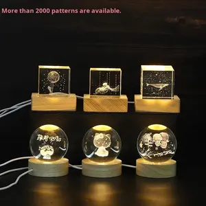 Cubo de Cristal del Sistema Solar con Grabado Láser 3D Personalizable de Alta Calidad HBL, Luz Nocturna Brillante para Decoración del Hogar - Product Image 3