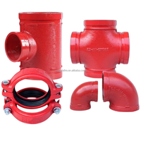 Coude rainuré en fonte ductile à 90 degrés, revêtement époxy rouge, raccord de tuyauterie pour systèmes d'incendie et d'irrigation