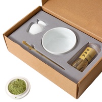 Nouvelle boîte cadeau japonaise Matcha fouet et bols logo personnalisé bol à Matcha en céramique mate avec bec verseur