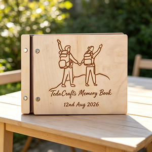 Livre de souvenirs en bois gravé au laser, livre d'or de mariage, journal de grossesse, <span class=keywords><strong>album</strong></span> <span class=keywords><strong>photo</strong></span> relié pour cadeau d'anniversaire - Product Image 1