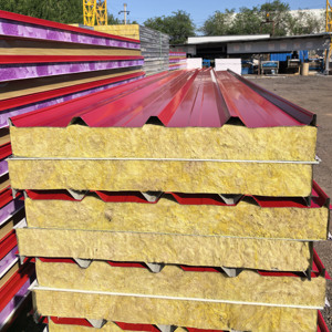 Panel Sándwich <span class=keywords><strong>de</strong></span> <span class=keywords><strong>Lana</strong></span> <span class=keywords><strong>de</strong></span> <span class=keywords><strong>Roca</strong></span> GUANGQIA Ignífugo, Aislante Térmico y Acústico para Aplicaciones en Almacenes, Lámina para Paredes y Techos - Product Image 3