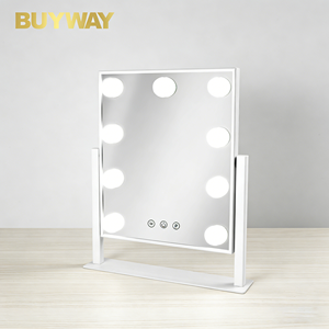 Espejo LED Inteligente <span class=keywords><strong>con</strong></span> Pantalla Táctil BUYWAY, 25x30cm, Vertical, Cuadrado, de Escritorio, <span class=keywords><strong>con</strong></span> 9 Luces, Marco de MDF, Base de Hierro, Schminkspiegel - Product Image 4