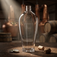 Botella de Vidrio Vacía de Base Gruesa y Resistente, Estilo Caribeño, para Licor o Ron, con Tapa de Corona para Etiquetado Personalizado