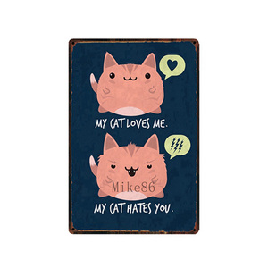 Affiche personnalisée Personnalité Classique En Métal Peinture Décor <span class=keywords><strong>J</strong></span>'aime Mon Chat Plaque - Product Image 4