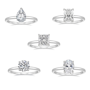 CANNER 1.5/2/3 <b>Karat</b> S925 Sterling Silver Engagement Ring Oval Square Drop Shaped Zircon Wedding Ring for Women - Product Image 2