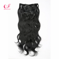 Extensions à clips naturelles ondulées brésiliennes 12A Remy double trame double épaisseur pour femmes, vente en gros