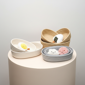 Paniers de rangement pliables en corde de coton tressée, personnalisables en couleur et taille, pour la décoration intérieure et l'organisation des articles divers (sûrs pour les aliments) - Product Image 2