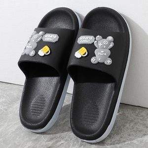 Men Cartoon Slippers Breathable Summer Hard-Wearing Indoor Outdoor Anti-Slip Cushioned Flat <b>Slides</b> Cute Home Bathroom <b>Shower</b> - Product Image 4