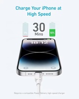 Cable de Datos Anker Zolo USB-C a PD de 0.9 m y 240W, Cable Trenzado USB C a Lightning para iPhone 14, 13 y 12 Series