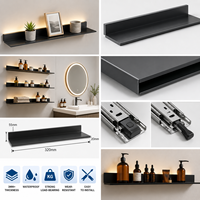 Étagère murale en aluminium avec rebord avant anti-chute pour accessoires de meubles, livres, bouteilles, décorations et produits de vente au détail
