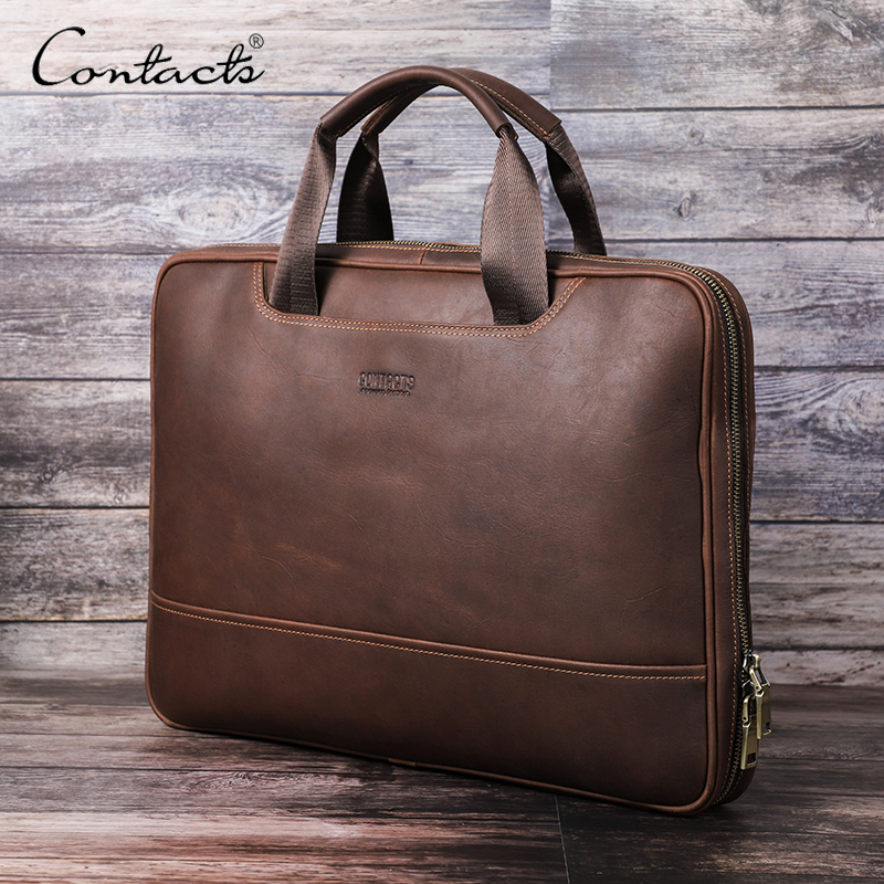 CONTACT'S дорожный портфель для ноутбука из воловьей кожи диагональю 15,6 дюйма