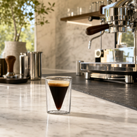 Tasses à café isolées en verre borosilicate transparent à double paroi avec poignée pour expresso, latte, cappuccino, lait – Écologiques