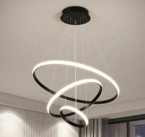 Lámparas Colgantes Decorativas Negras para Sala de Estar, Restaurante, Anillo Circular, Lámpara de Techo LED Moderna de Lujo - Product Image 5