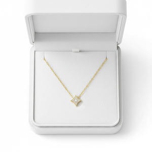 Collar de Cadena Fina con Colgante de Estrella Cuadrilátera, Joyería Fina de Oro Sólido de 18K con Diamante Natural Real, Regalo de Fiesta para Mujer - Product Image 3