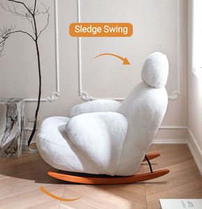 Sillón Mecedora Tapizado en Tela, Sillón Deslizante <span class=keywords><strong>con</strong></span> Brazos, Asiento Suave, Patas de Metal, Cómodo Sillón Tipo Sofá, Moderno para el Hogar, Oficina, Sala de Estar - Product Image 4