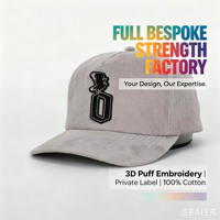 Casquette de baseball décontractée unisexe à 5 panneaux non structurée avec logo personnalisé, en velours côtelé de haute qualité, ajustable avec bouton