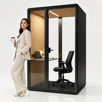 Cabine de bureau insonorisée en promotion, dotée d'un cadre en acier et de fenêtres en verre feuilleté trempé double vitrage