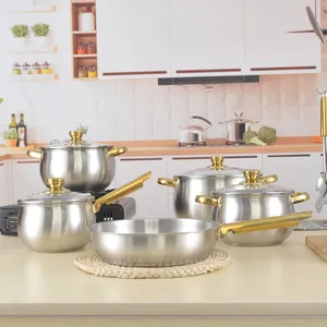 Bán Hot Tùy Chỉnh 12 Cái Thép Không Gỉ Nấu Ăn Nồi Và Chảo Cookware Set Với Glass Nắp