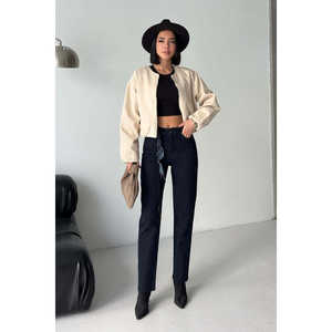 Women's <b>Elasticated</b> Bomber Jacket Comfortable Denim Coats - Product Image 1