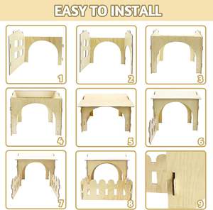 Château <span class=keywords><strong>de</strong></span> lapin en bois cachette avec clôture petit Animal jeu <span class=keywords><strong>maison</strong></span> cachette avec fenêtre amovible lapin <span class=keywords><strong>lit</strong></span> cabine lapin château - Product Image 5