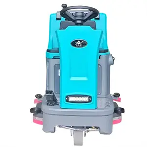 Scrubber 80/85L Battery Operated Ride On Double Squeegees Automatic Scrubber Driving Floor Scrubber