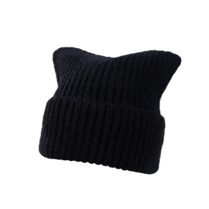 Nouveau style d'hiver pour fille, bonnet en tricot uni, épais, chaud, mignon, avec oreilles de <span class=keywords><strong>chat</strong></span>, réglable - Product Image 2