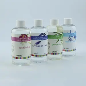 OEM Venda Quente 250ml Óleo Da Fragrância Sem álcool Private label Extraído Da Planta Natural Puro Óleo Essencial de Recarga Para O Difusor de Lingüeta