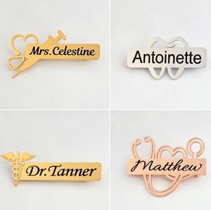 Broche personnalisée <span class=keywords><strong>en</strong></span> acier inoxydable avec plaque gravée, étiquettes pour médecins, infirmières, dentistes, badge médical, symbole caducée, breloque - Product Image 1