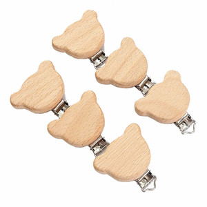 Clip de sucette en forme d'ours de bonne qualité chaînes de clip factices en bois de hêtre pour la dentition à mâcher pour 0-12 mois - Product Image 4