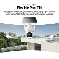 Caméra de sécurité solaire extérieure WiFi6 alimentée par batterie PTZ 1080P Vision nocturne couleur Détection humaine Enregistrement 24/7 AOV