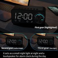 Haut-parleur Bluetooth portable mini de bureau avec bouton de volume, subwoofer, radio FM, veilleuse et haut-parleur LED avec basses puissantes