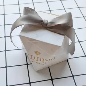 Blaue unregelmäßige Form Herz-Süßigkeit Papierverpackungsbox mit Band Perle Hi-Pin Hochzeit Schokolade Geschenk Dekoration-Schachteln