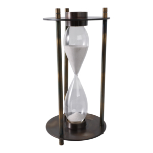 Clessidra moderna in metallo e vetro con base a bussola, timer a sabbia per decorazioni casa e ufficio - Product Image 2