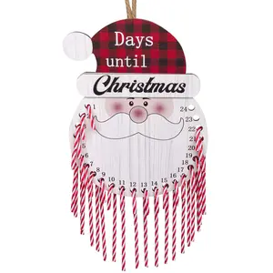 Nieuwe Houten Kerst Countdown Home Decor Houten Vakantie Candy Cane Coming Kalender Hanger