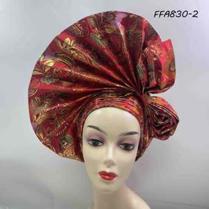 Turban nigérian Aso Oke, designs de mariage 2025, Gele perlé automatique pour femmes et dames africaines élégantes, tenue de soirée - Product Image 1