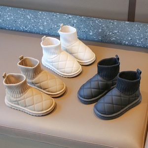 Bottes d'hiver pour enfants 2025, bottes courtes en coton pour garçons et filles, doublure en <span class=keywords><strong>polaire</strong></span>, mocassins épais, style <span class=keywords><strong>chaussette</strong></span> pour grands enfants - Product Image 4