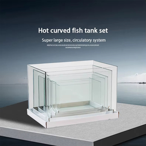 Ensemble d'aquarium 5-en-1 ultra-transparent à pliage à chaud, petit aquarium rectangulaire en verre écologique - Product Image 1