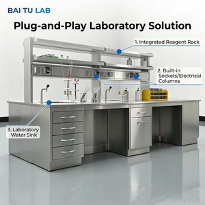 Mesa de Trabajo Modular Central de Acero Inoxidable 304 GMP para <span class=keywords><strong>Laboratorio</strong></span>, Estación de Trabajo Tipo Isla para Cuarto Limpio Farmacéutico - Product Image 3