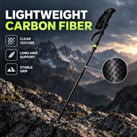 Bâton de randonnée en fibre de carbone tressé réglable avec poignée ergonomique, équipement de plein air OEM, bâton de trekking en fibre de carbone