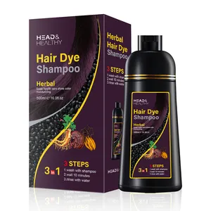 Grosir 3 in 1 abu-abu coklat tua gelembung herbal pewarna rambut permanen sampo pewarna rambut hitam sampo