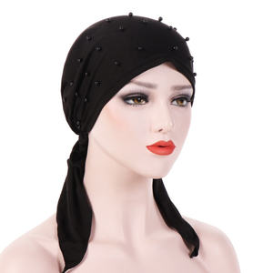 HZM-19200 Women Bead Elastic <strong>Chemo</strong> Head Scarf Turbans Night Sleep Hat <strong>Cap</strong> - Product Image 3