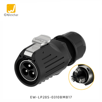 Connecteur d'alimentation industriel étanche IP68 50A 500V EW-LP28 en métal, 2/3 broches mâle/femelle, pour câblage électrique LED