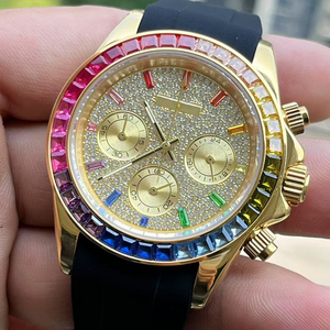 Montre mécanique lumineuse avec boîtier en acier inoxydable de 39,5 mm, verre saphir, cadran en diamant, mouvement mécanique, bracelet de 22 mm, affichage à aiguilles CHARM - Product Image 5